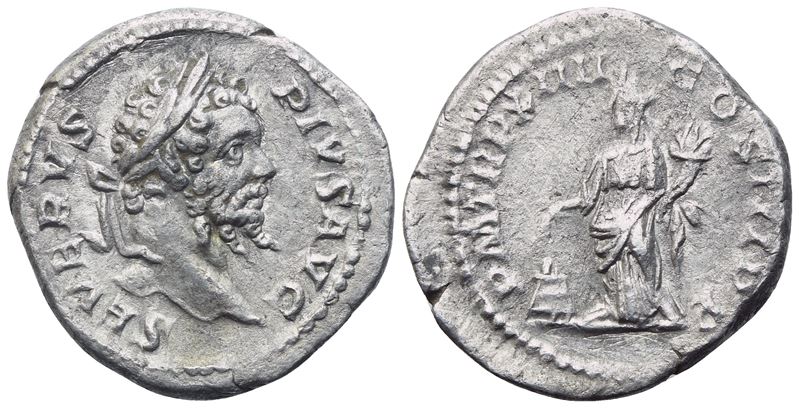 Settimio Severo (193–211), Denario romano, Roma, 206 d.C.