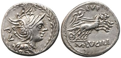 M. Lucilius Rufus, Denarius, 101 Bc; Ar (3,81 G; 19,6 MM; 12 H)