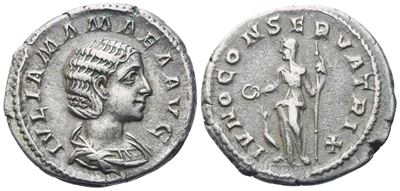 Giulia Mamaea, Denario coniato sotto Severo Alessandro, Roma, 222 d.C.