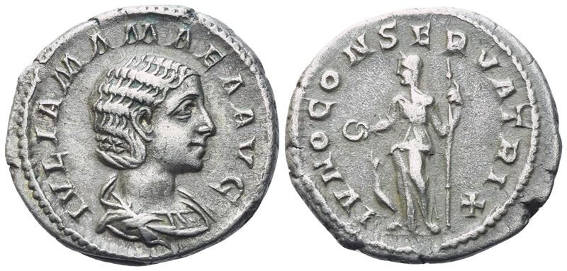 Giulia Mamaea, Denario coniato sotto Severo Alessandro, Roma, 222 d.C.