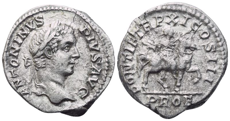Caracalla (198–217), Denario romano, Roma, 208 d.C., AR