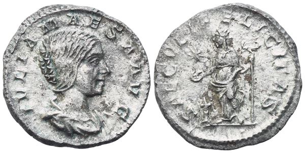 Julia Maesa, Denarius struck under Elagabal, Rome, 220-222; AR (2,50 g; 18,2 mm; 12 h)