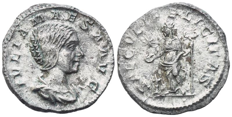 Julia Maesa, Denario coniato sotto Elagabalo, Roma, 220–222 d.C.