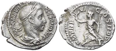 Severus Alexander (222–235), Denario romano, Roma, 227 d.C.