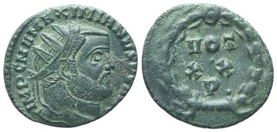 Massimiano (286-305), Frazione di follis, Ticinum, circa 299