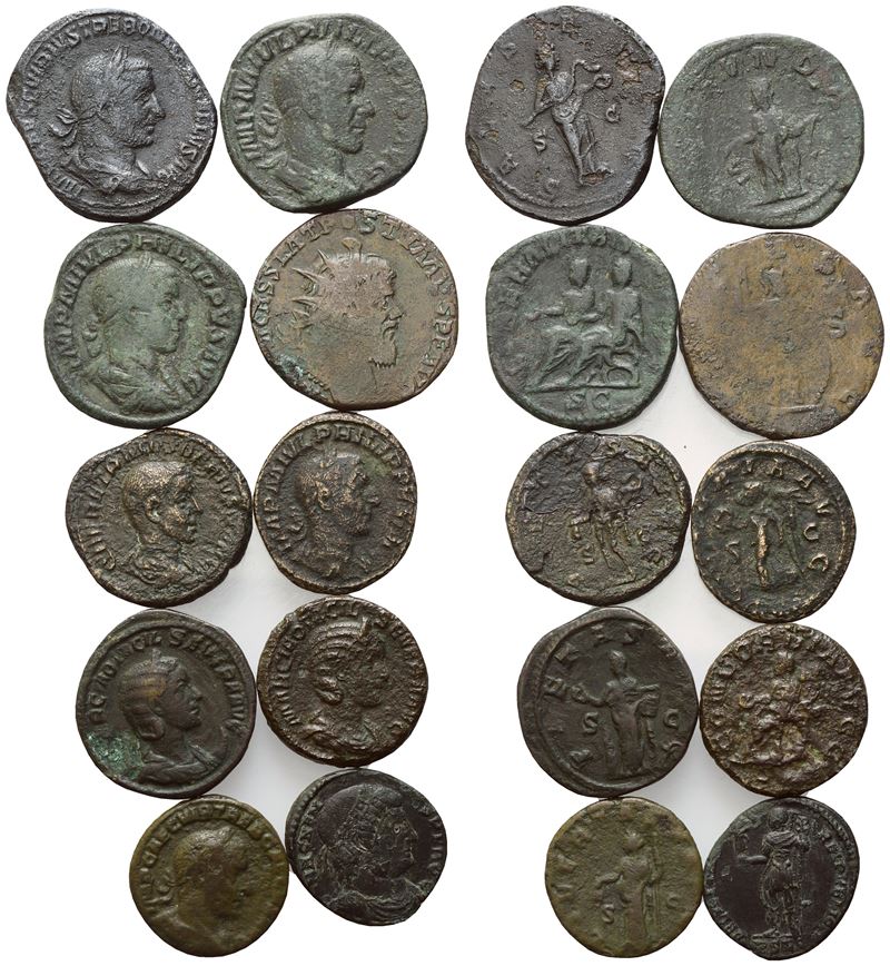 Collezione di 10 monete romane imperiali in bronzo (Æ)