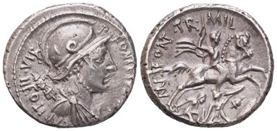 P. Fonteius Capito, Denario, 55 a.C.