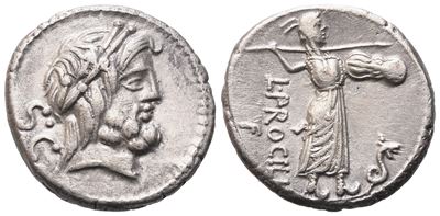 L. Procilius, Denarius, 80 Bc; Ar (3,78 G; 18 MM; 3 H)