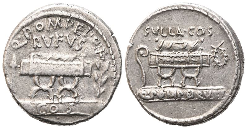 Q. Pompeius Rufus, Denarius, 54 Bc; Ar (3,91 G; 17,8 MM; 12 H)