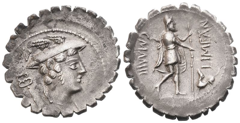 C. Mamilius Limetanus, Denarius serratus, 82 BC; AR (3,77 g; 20,1 mm; 4 h)