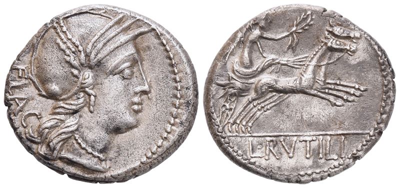 L. Rutilius Flaccus, Denarius, 77 a.C. (argento)