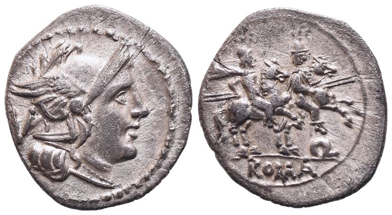 Anonymous, Quinarius, Uncertain Apulian mint (Salapia?), 210 BC; AR (1,84 g; 16 mm; 1 h)