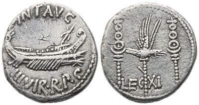 Marcus Antonius, Denarius, 32-31 Bc; Ar (3,52 G; 17,5 MM; 6 H)