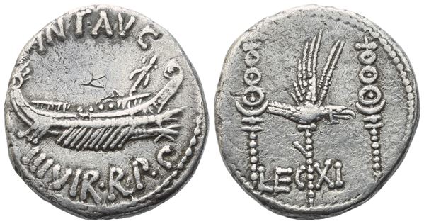 Marcus Antonius, Denarius, 32-31 BC; AR (3,52 g; 17,5 mm; 6 h)