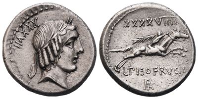 L. Calpurnius Piso Frugi, Denarius, Rome, 90 Bc; Ar (3,91 G; 18 MM; 3 H)