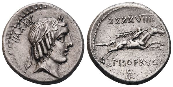 L. Calpurnius Piso Frugi, Denarius, Rome, 90 BC; AR (3,91 g; 18 mm; 3 h)