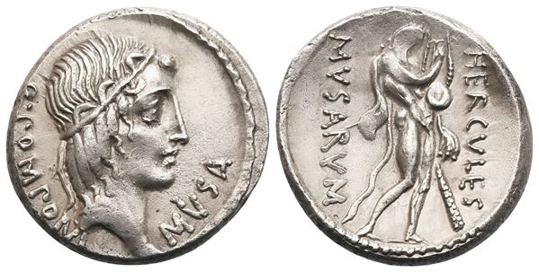 Q. Pomponius Musa, Denarius, Rome, 66 BC; AR (3,95 g; 16,9 mm; 6 h)