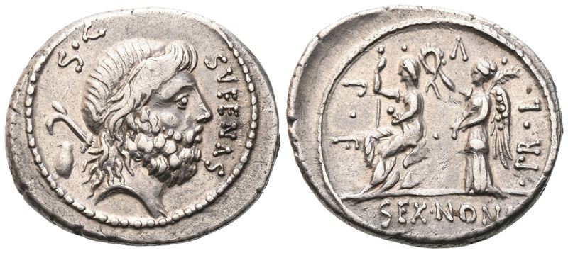 N. Nonius Sufenas, Denarius, 59 Bc; Ar (3,95 G; 19,4 MM; 6 H)