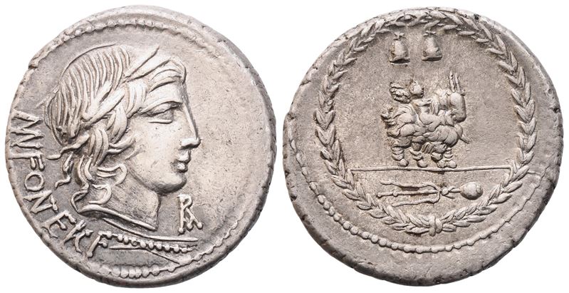 Mn. Fonteius, Denarius, 85 Bc; Ar (3,95 G; 19,7 MM; 4 H)