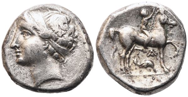 Calabria, Tarentum, Nomos, c. 281-272 BC; AR (6,93 g; 18,5 mm; 2 h)