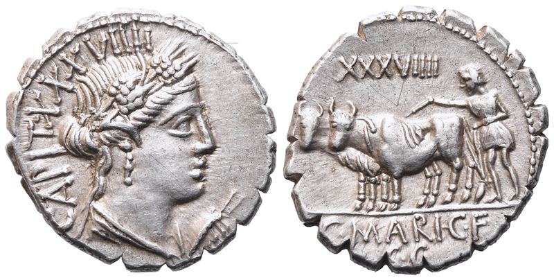 C. Marius Capito, Denarius serratus, 81 BC; AR (3,92 g; 18,6 mm; 6 h)