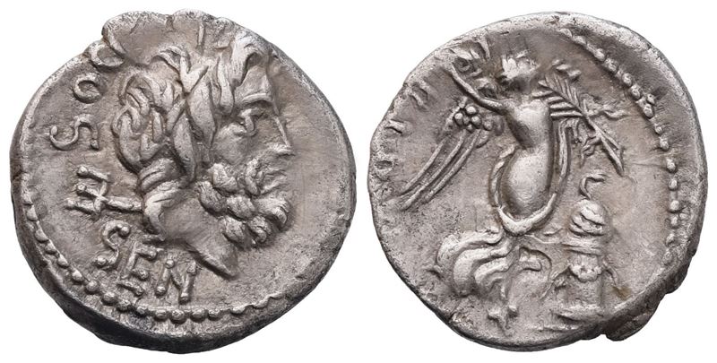 L. Rubrius Dossenus, Quinarius, Rome, 87 BC; AR (1,79 g; 13,9 mm; 7 h)