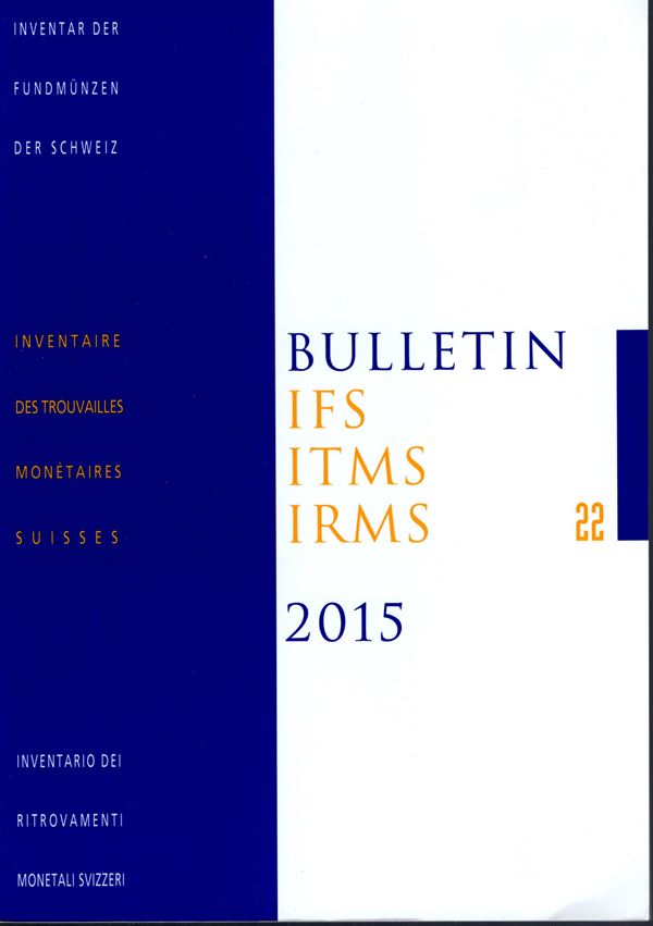 AA. - VV. - Bulletin N. 22.  Inventario dei ritrovamenti monetali svizzeri. Berna, 2015. pp. 49 + indici, tavv. 2 di carte. Ril ed ottimo stato.