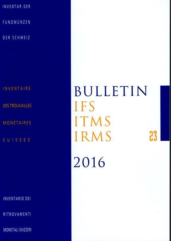 AA. - VV. - Bulletin N. 23.  Inventario dei ritrovamenti monetali svizzeri. Berna, 2016. pp. 61 + indici, tavv. 3 di carte. Ril ed ottimo stato.