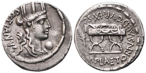 M. Plaetorius Cestianus, Denarius, 67 BC; AR (3,75 g ; 18 mm; 8 h)