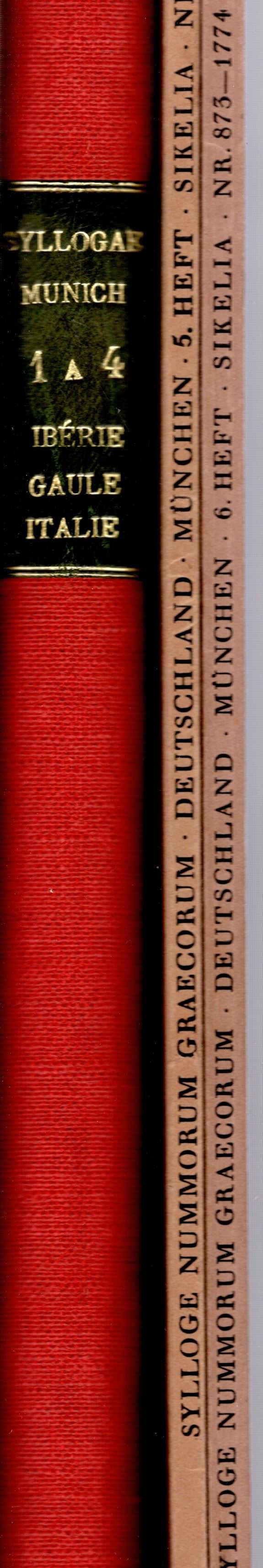 SYLLOGE NUMMORUM GRAECORUM. Staatliche munzsammlung Munchen. Berlin, 1968 - 1980. parts 1.6. ( Part 1. Hispania -Gallia Narbonensis. Part 2. Etruria - Umbria -Picenum - Latium- Sammnium- Frentani-Camp
