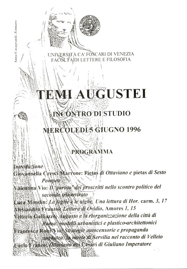 AA.-VV. -  Temi Augustei. Incontro di studio Mercoledì 5 Giugno, 1996. Amsterdam, 1998.  pp 121, illustrazioni nel testo. rilegatura editoriale, ottimo stato.