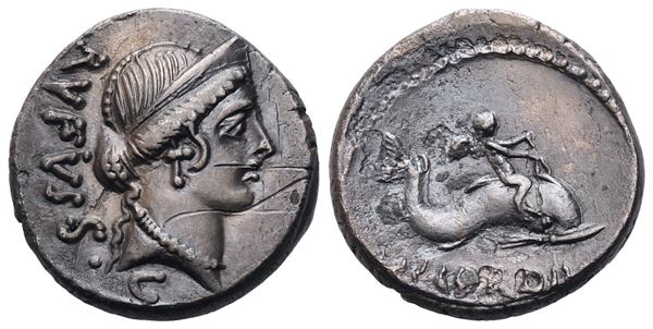 Mn. Cordius Rufus, Denarius, 46 BC; AR (3,80 g; 17 mm; 7 h)
