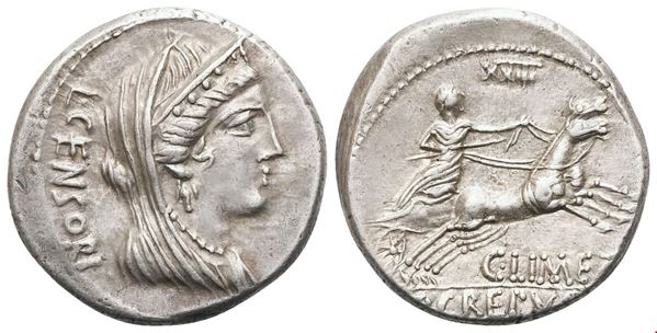 P. Crepusius, C. Limetanus and L. Censorinus, Denarius, Rome, 82 BC; AR (4,06 g; 16,8 mm; 5 h)