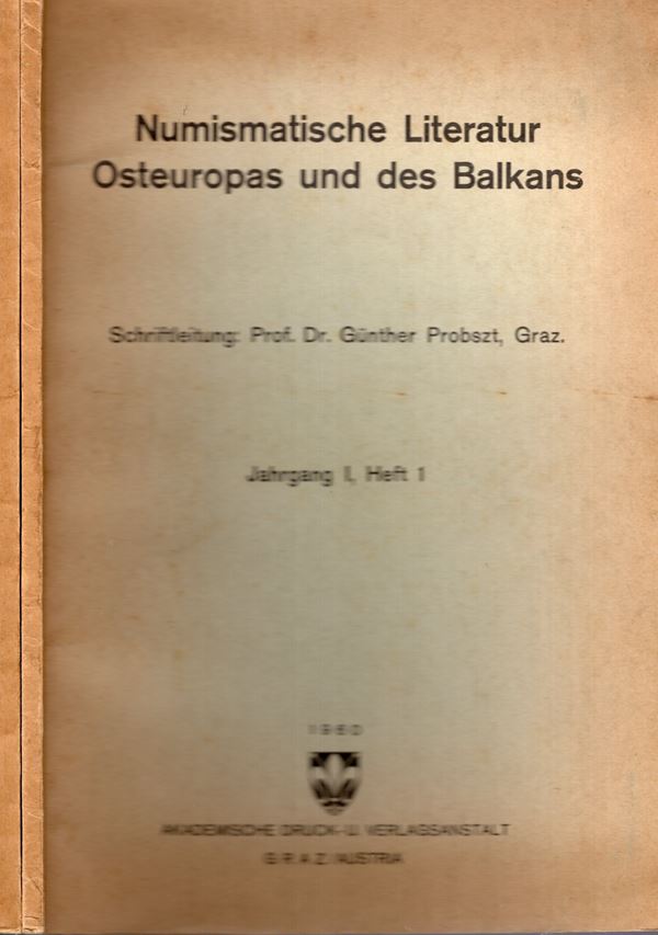 GUNTHER PROBZT - Numismatiche literatur Osteurope und Balkans. 2 volumi. Graz, 1960\1963. pp 87 + 126, + 24 di supplemento, tavola 8 + 1 carta + illustrazioni nel testo. brossura ed. ottimo stato, rar