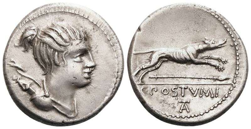 C. Postumius, Denarius, Rome, 73 BC; AR (4,03 g; 18,2 mm; 6 h)