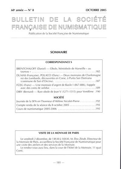 DUMAS François, POLACCI Dany - Deux monnaies de Charlemagne roi des Lombards, découvertes en Cors...