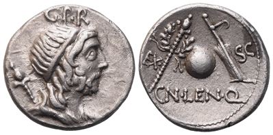 Cn. Cornelius Lentulus, Denarius, 76-75 Bc; Ar (3,97 G; 18,4 MM; 5 H)