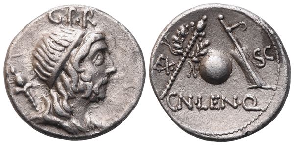 Cn. Cornelius Lentulus, Denarius, 76-75 BC; AR (3,97 g; 18,4 mm; 5 h)