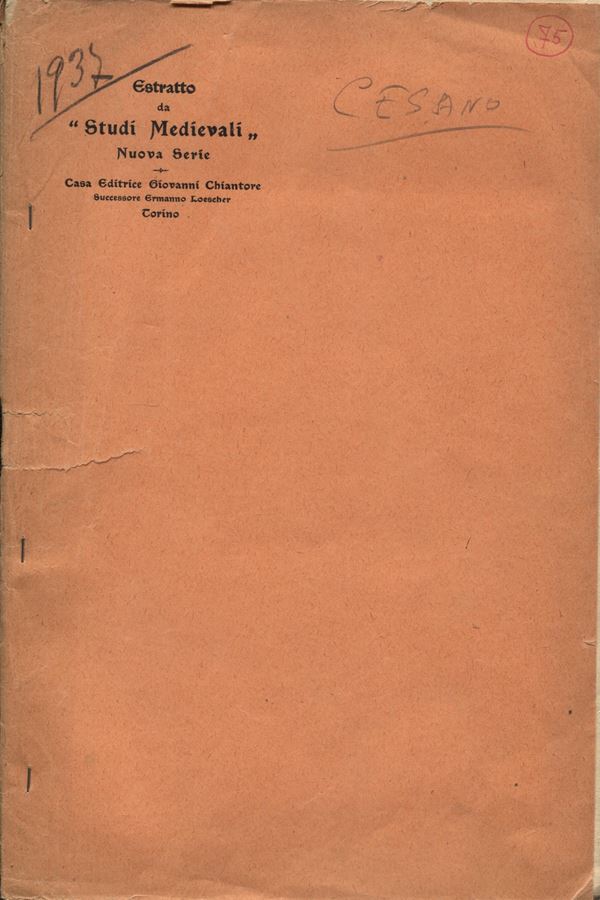 CESANO S. - Numismatica virgiliana. Torino, 1937. pp. 145-153, tavv. 1, + ill. nel testo. brossura editoriale, buono stato, raro e importante. monete mantovane