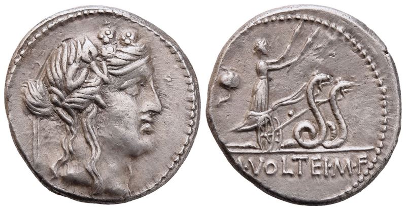 M. Volteius, Denarius, Rome, 75 BC; AR (3,99 g; 17,5 mm; 8 h)