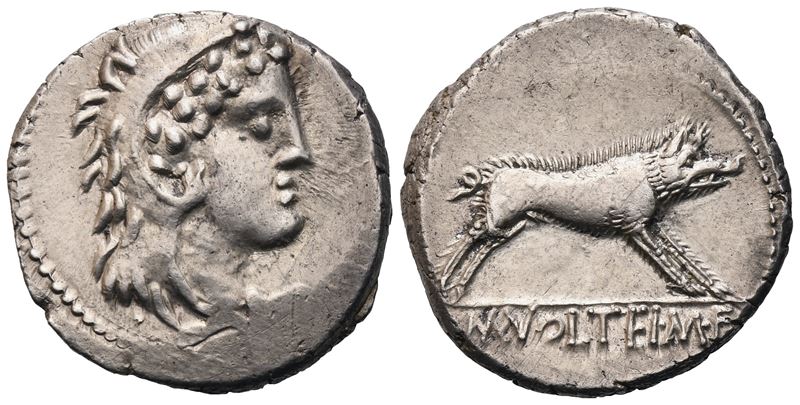 M. Volteius, Denario romano (75 a.C.), AR