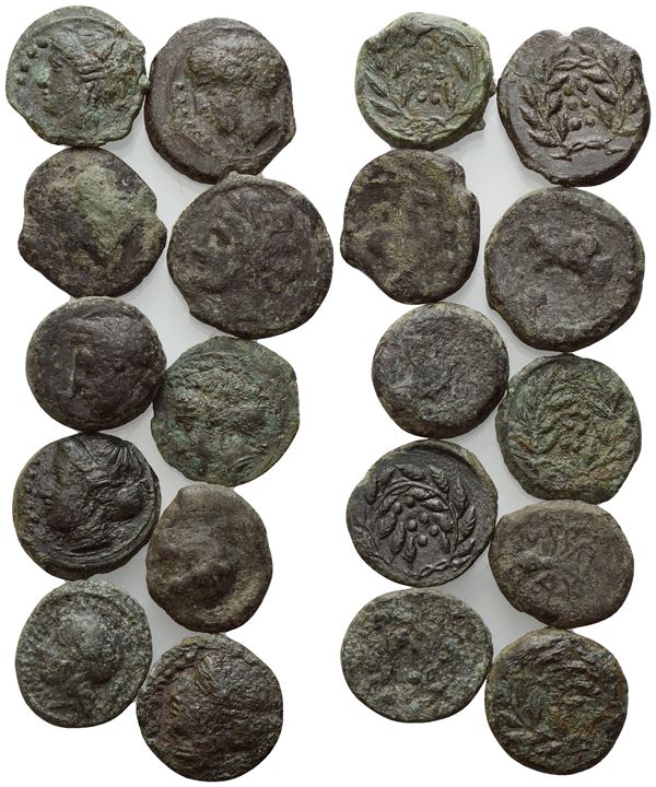 Lot of 10 Greek Æ coins to be catalogued.