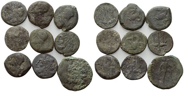 Lot of 9 Greek Æ coins to be catalogued. 