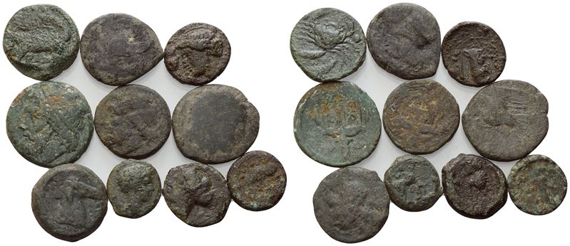 Lot Of 10 Greek Æ Coins To Be Catalogued.