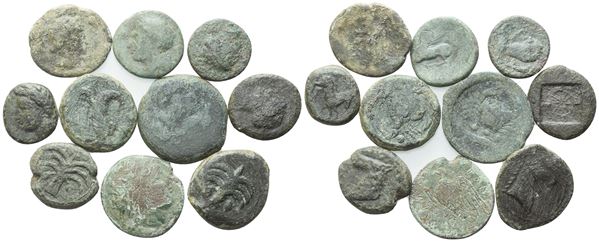 Lot of 10 Greek Æ coins, to be catalogued. Lot sold as is, no returns.