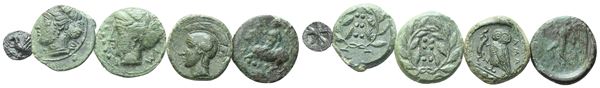 Lot of 5 Greek Æ coins to be catalogued. Lot sold as is, no returns.
