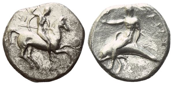 Calabria, Tarentum, Nomos, c. 280-272; AR (7,19 g; 20,6 mm; 12 h)