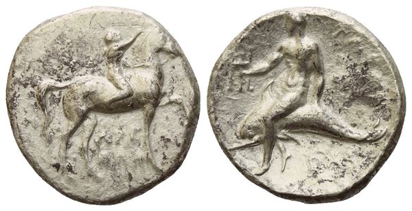 Calabria, Tarentum, Nomos, c. 302-280 BC; AR (7,48 g; 21,2 mm; 9 h)