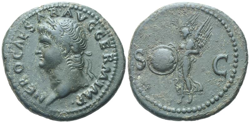 Nero (54-68), As, Rome, 65; Æ (11,44 G; 28 MM; 6 H)