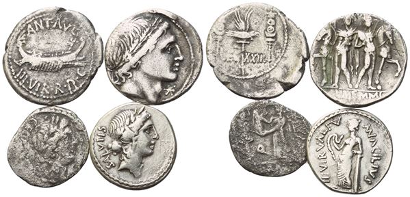 Lot of 4 Roman Republican denarii. Lot sold as is, no returns.
